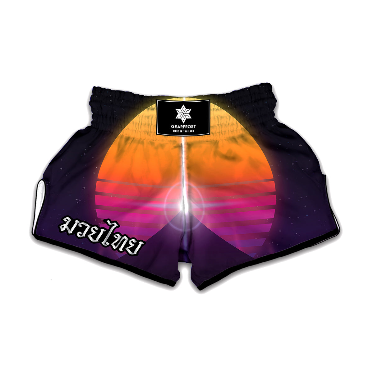 Synthwave Pyramid Print Muay Thai Boxing Shorts