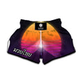 Synthwave Pyramid Print Muay Thai Boxing Shorts