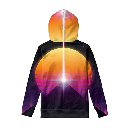 Synthwave Pyramid Print Pullover Hoodie