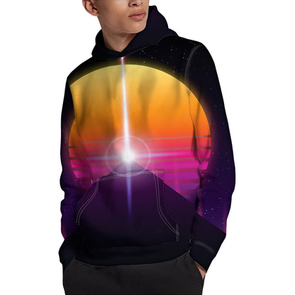 Synthwave Pyramid Print Pullover Hoodie