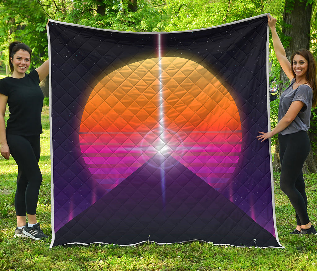 Synthwave Pyramid Print Quilt