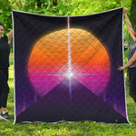 Synthwave Pyramid Print Quilt