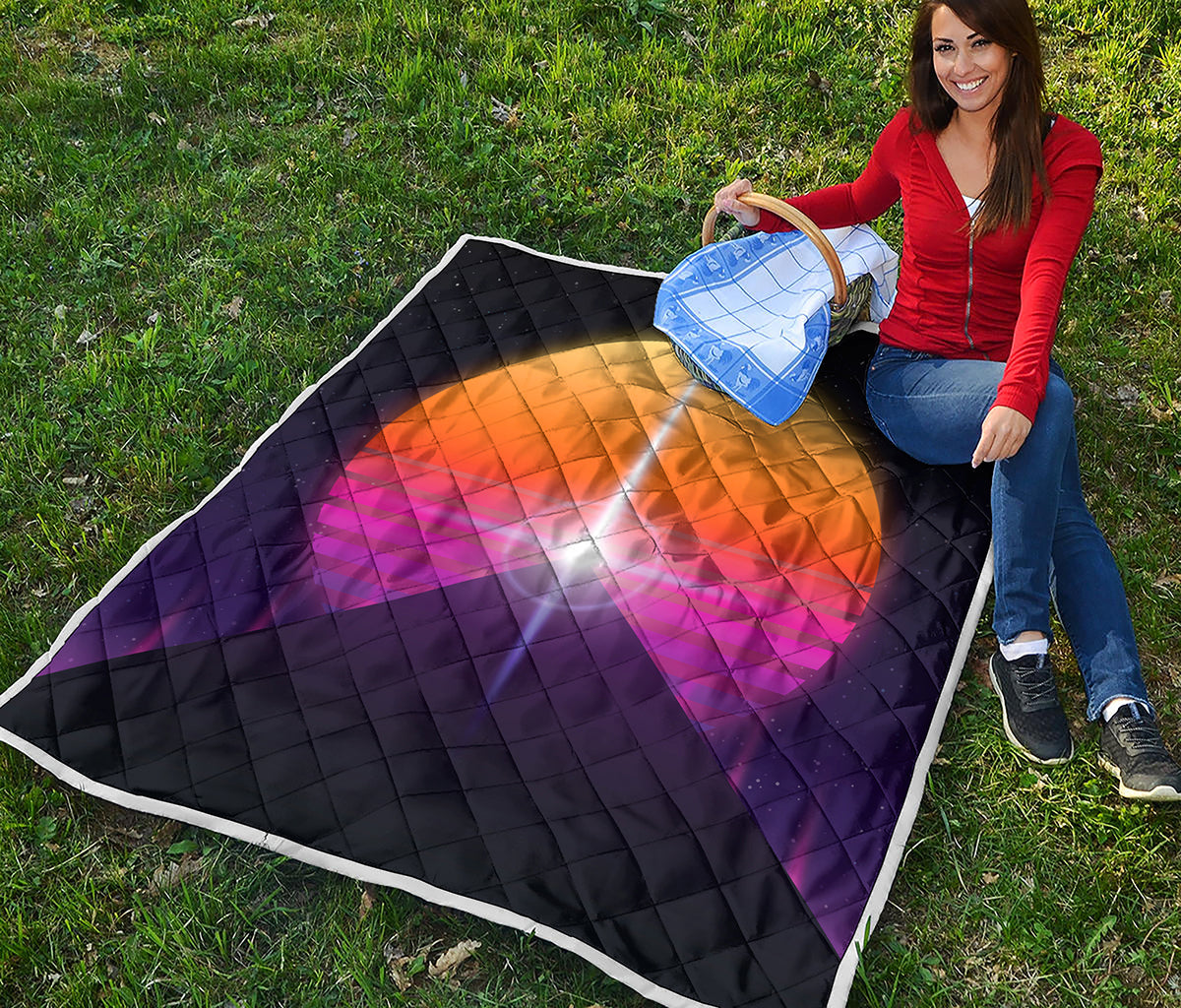 Synthwave Pyramid Print Quilt