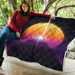 Synthwave Pyramid Print Quilt