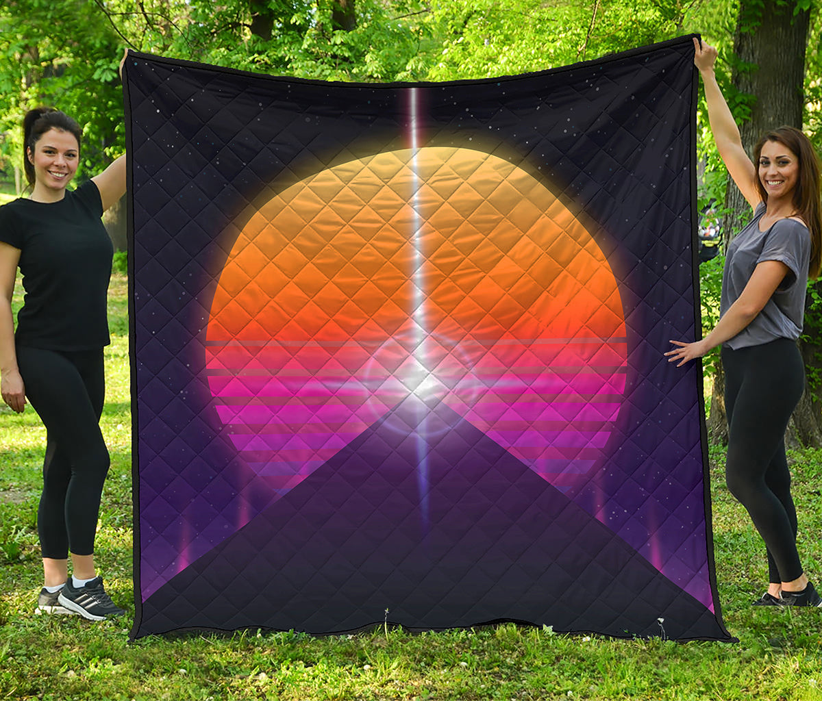 Synthwave Pyramid Print Quilt