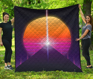 Synthwave Pyramid Print Quilt