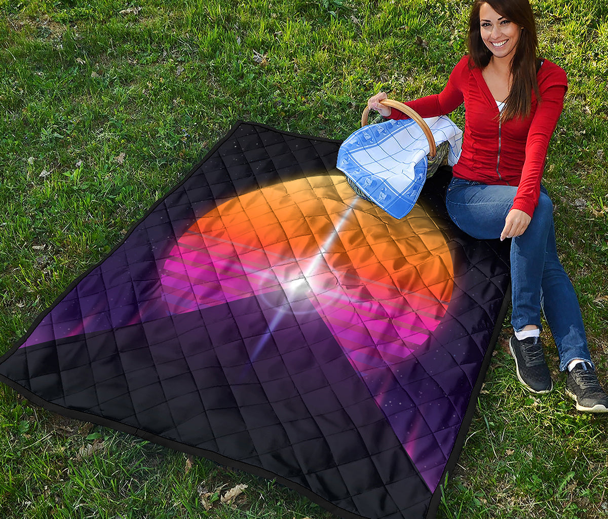 Synthwave Pyramid Print Quilt