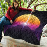 Synthwave Pyramid Print Quilt