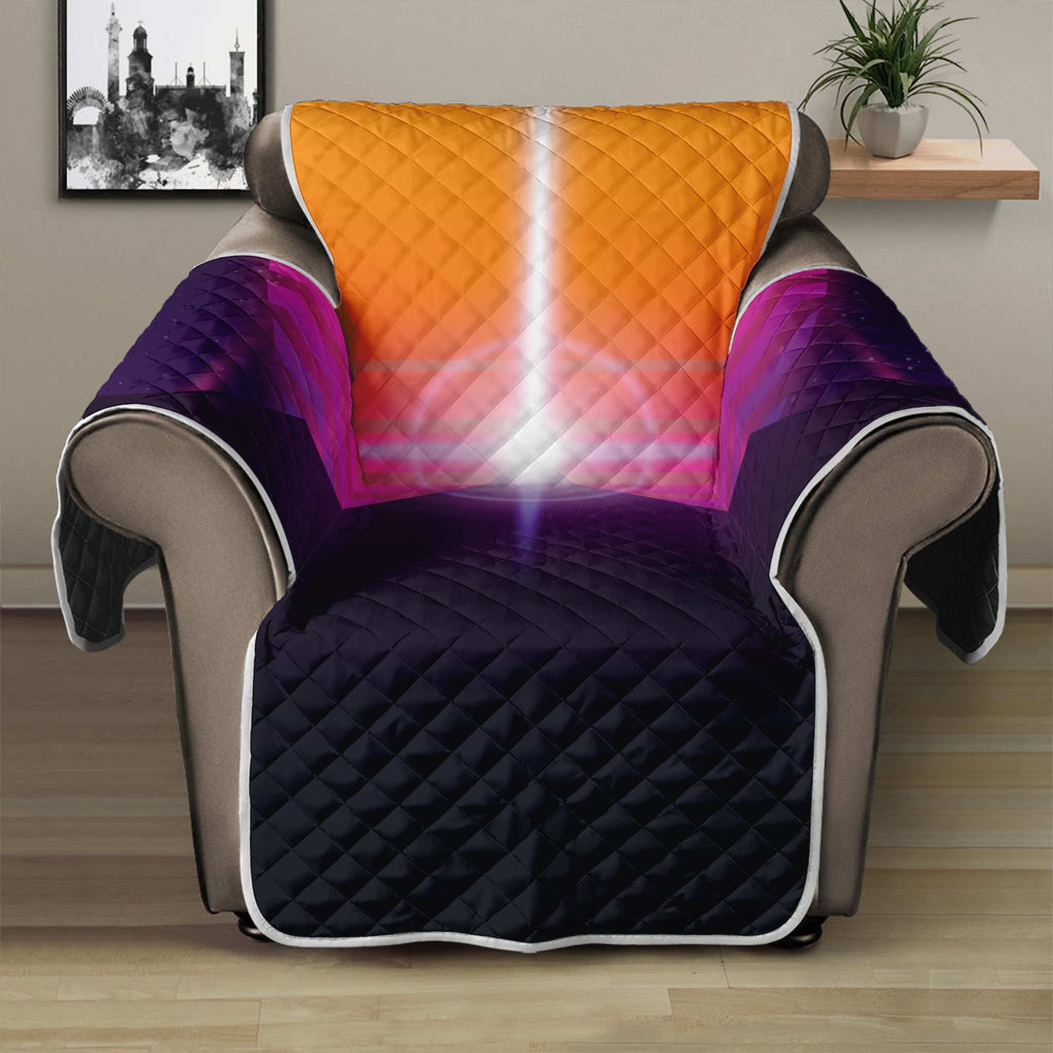 Synthwave Pyramid Print Recliner Protector