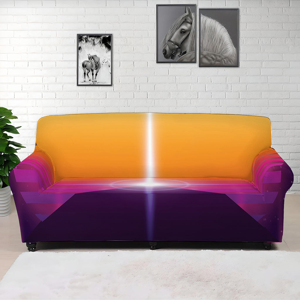 Synthwave Pyramid Print Sofa Cover
