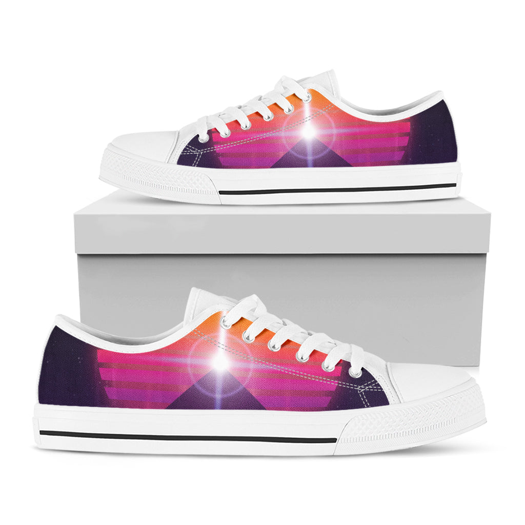 Synthwave Pyramid Print White Low Top Shoes