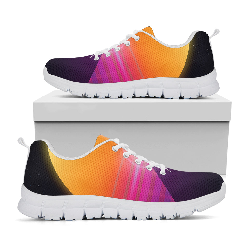 Synthwave Pyramid Print White Sneakers