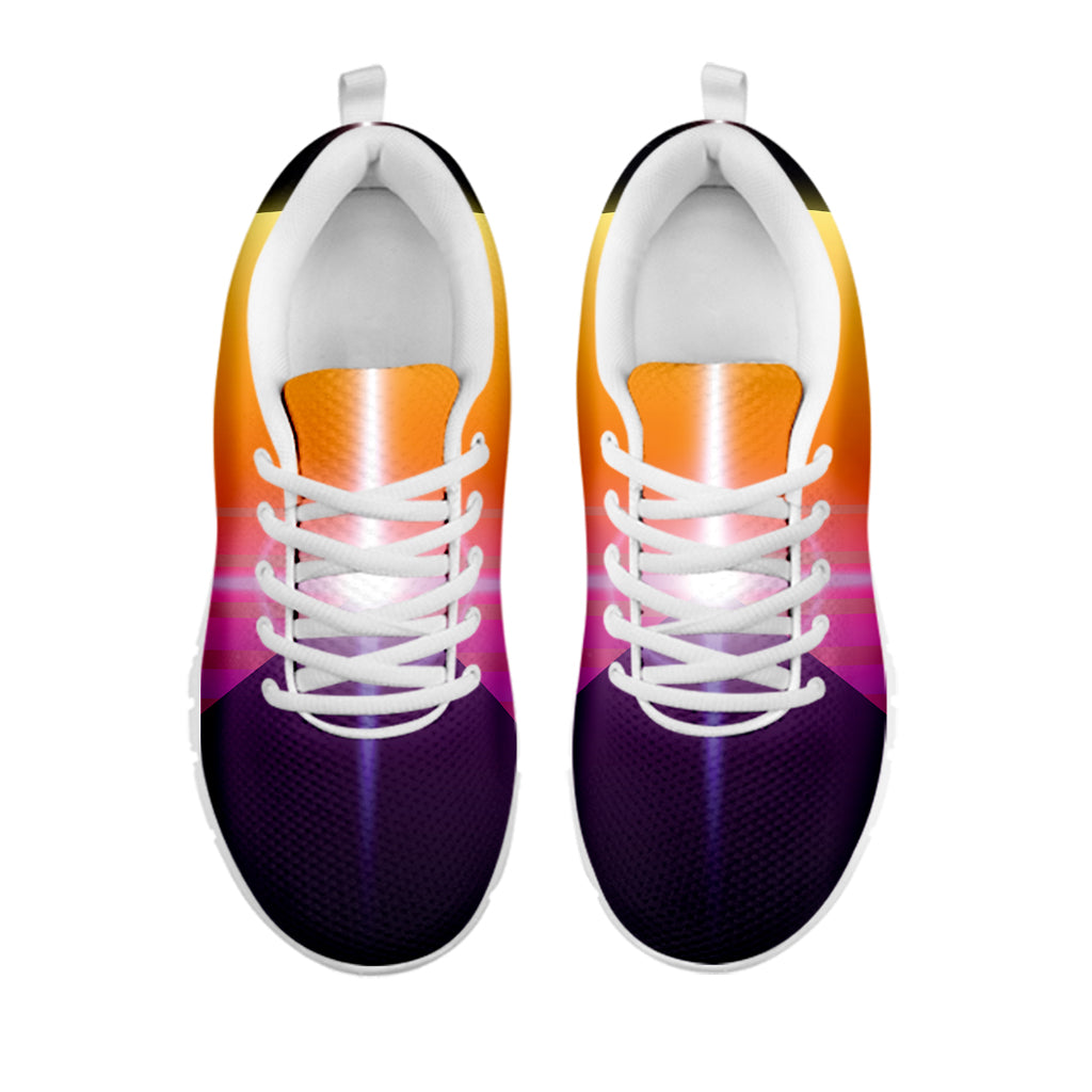 Synthwave Pyramid Print White Sneakers