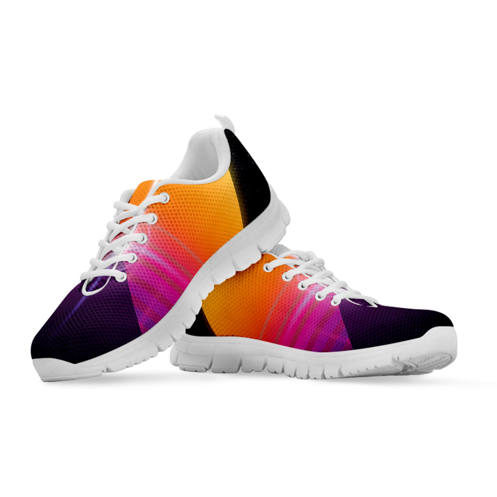 Synthwave Pyramid Print White Sneakers