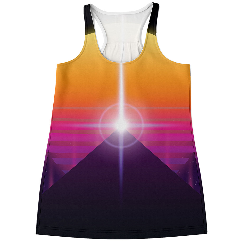 Synthwave Pyramid Print Women's Racerback Tank Top