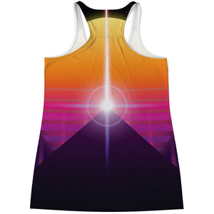 Synthwave Pyramid Print Women's Racerback Tank Top