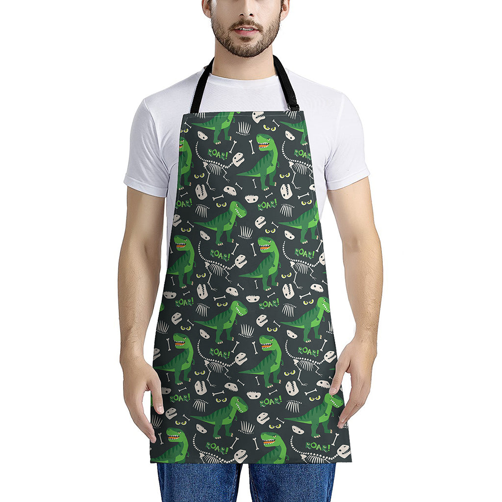 T-Rex And Dino Fossil Pattern Print Apron