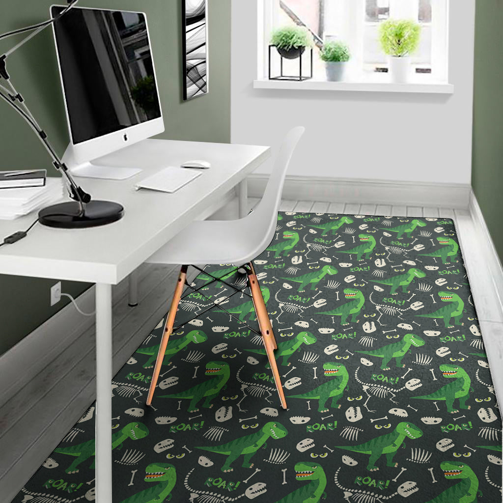 T-Rex And Dino Fossil Pattern Print Area Rug