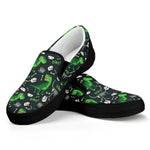 T-Rex And Dino Fossil Pattern Print Black Slip On Shoes