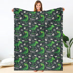 T-Rex And Dino Fossil Pattern Print Blanket
