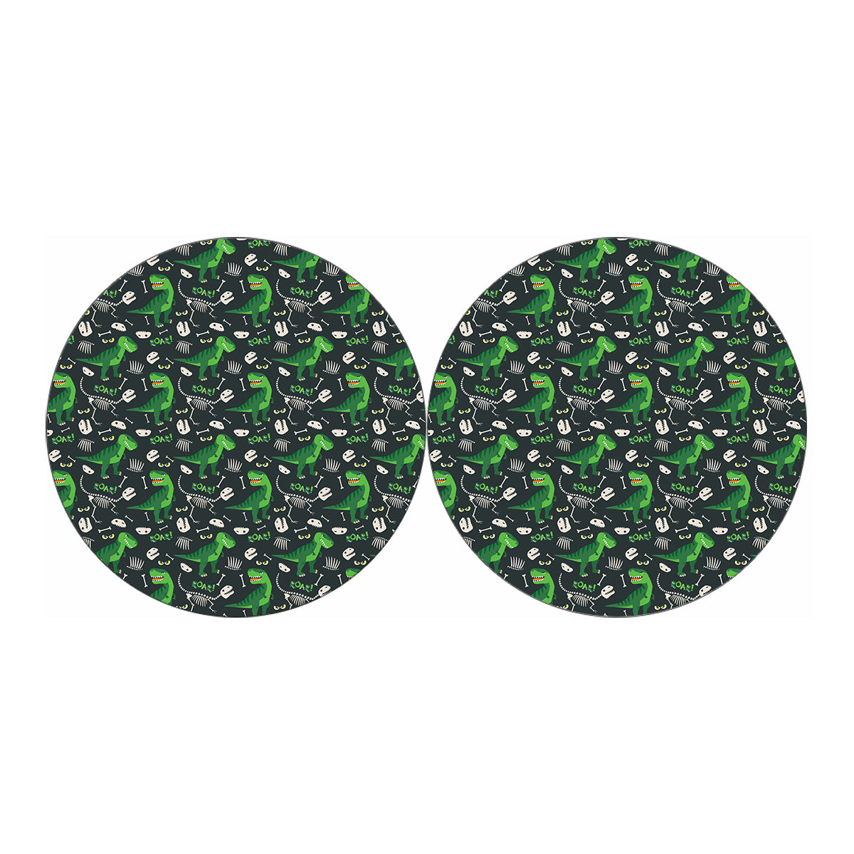 T-Rex And Dino Fossil Pattern Print Car Coasters