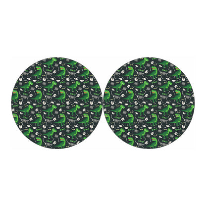 T-Rex And Dino Fossil Pattern Print Car Coasters