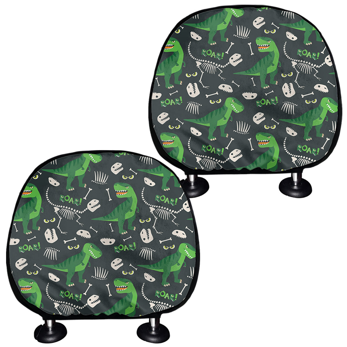 T-Rex And Dino Fossil Pattern Print Car Headrest Covers