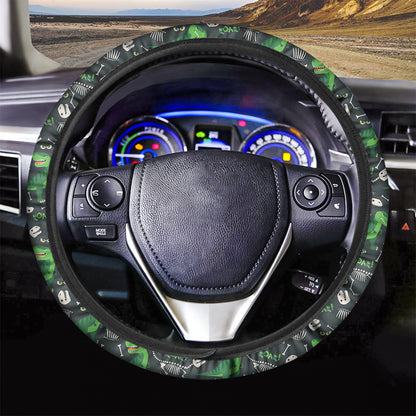 T-Rex And Dino Fossil Pattern Print Car Steering Wheel Cover