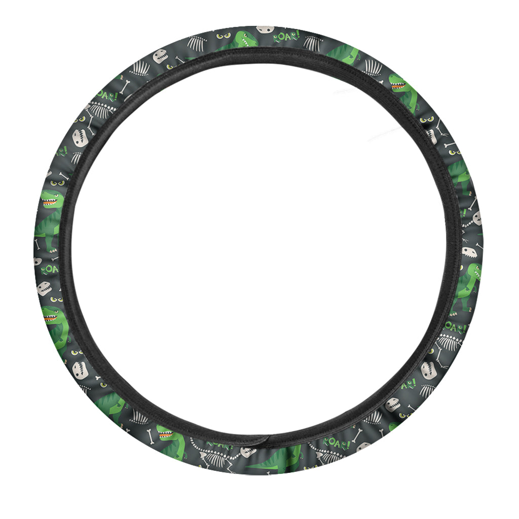 T-Rex And Dino Fossil Pattern Print Car Steering Wheel Cover
