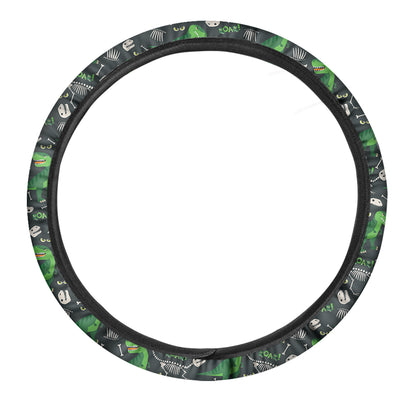 T-Rex And Dino Fossil Pattern Print Car Steering Wheel Cover
