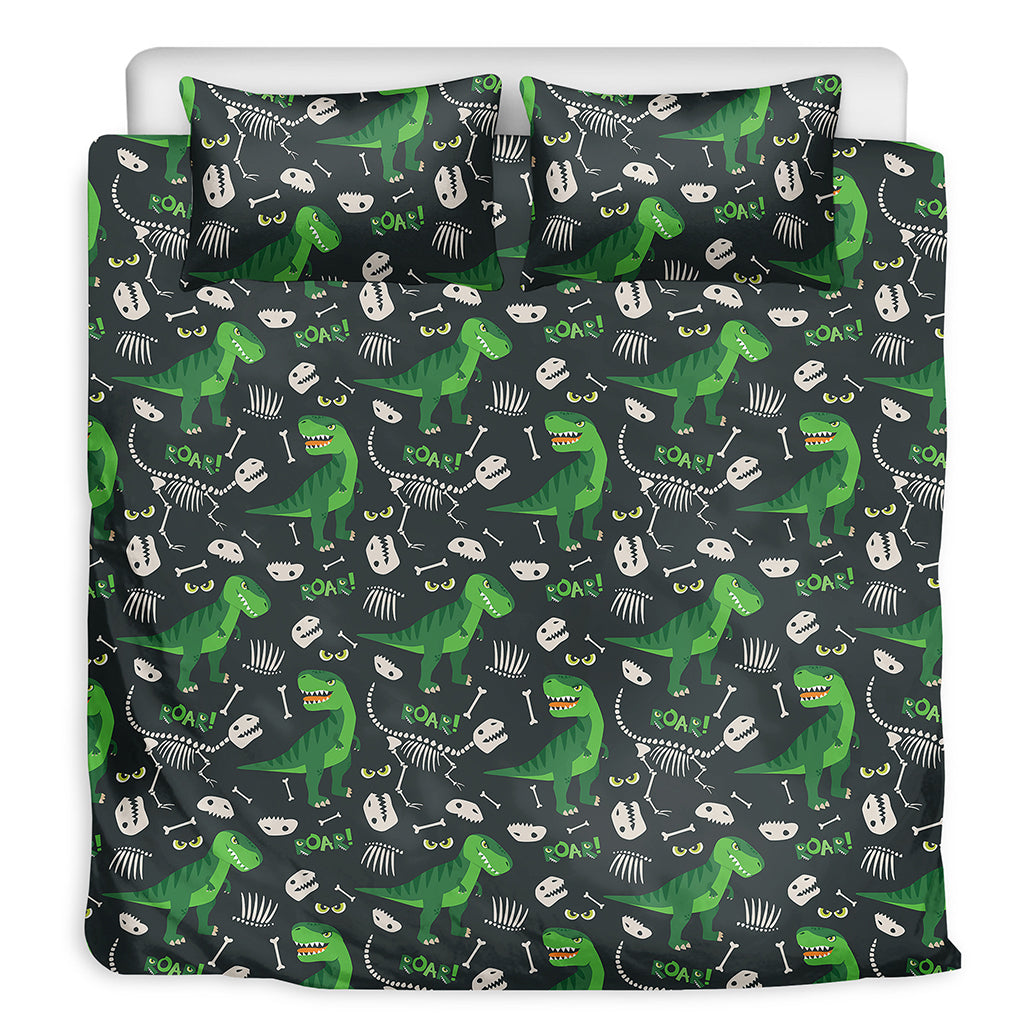 T-Rex And Dino Fossil Pattern Print Duvet Cover Bedding Set