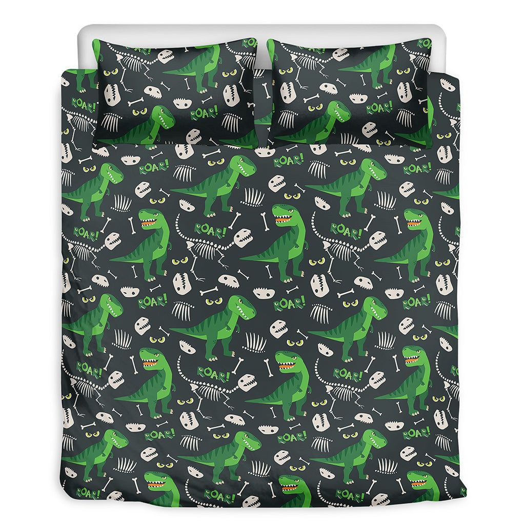 T-Rex And Dino Fossil Pattern Print Duvet Cover Bedding Set
