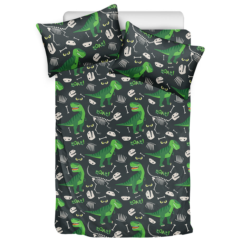 T-Rex And Dino Fossil Pattern Print Duvet Cover Bedding Set