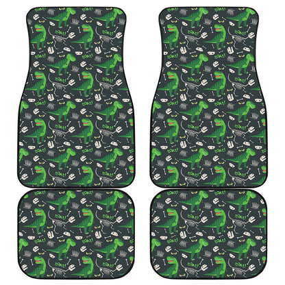 T-Rex And Dino Fossil Pattern Print Front and Back Car Floor Mats