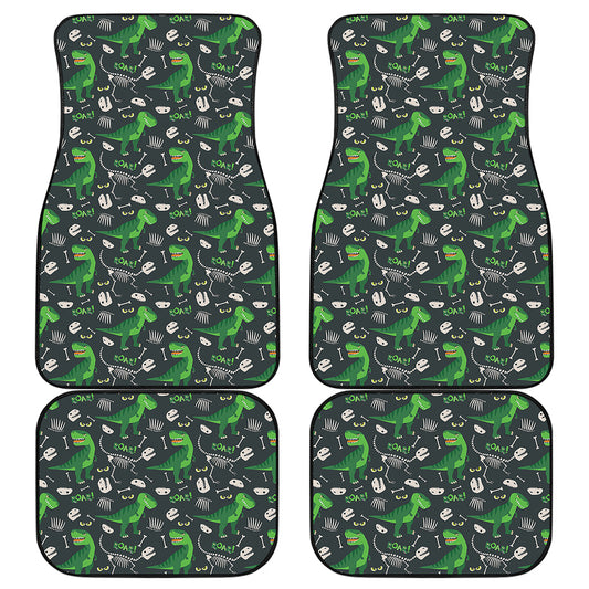 T-Rex And Dino Fossil Pattern Print Front and Back Car Floor Mats