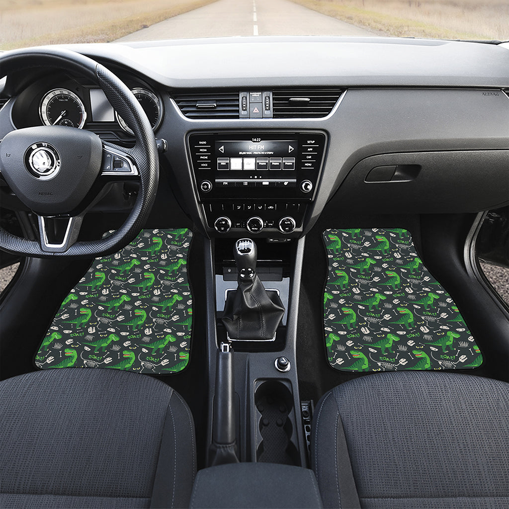 T-Rex And Dino Fossil Pattern Print Front and Back Car Floor Mats
