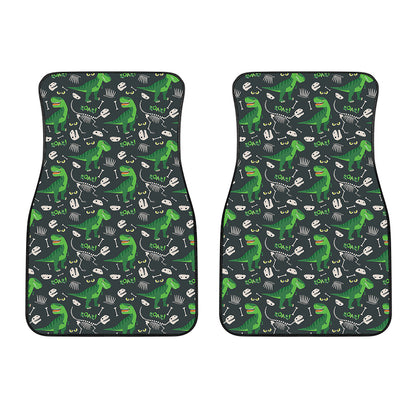 T-Rex And Dino Fossil Pattern Print Front Car Floor Mats