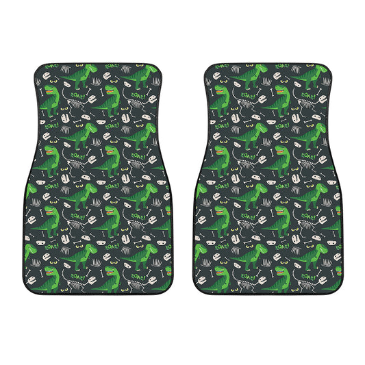 T-Rex And Dino Fossil Pattern Print Front Car Floor Mats