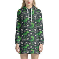 T-Rex And Dino Fossil Pattern Print Pullover Hoodie Dress