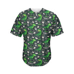 T-Rex And Dino Fossil Pattern Print Men's Baseball Jersey