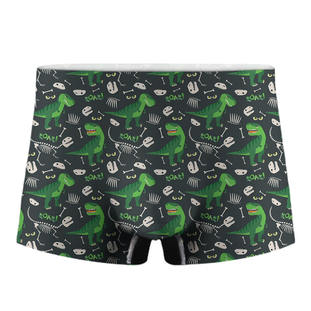 T-Rex And Dino Fossil Pattern Print Men's Boxer Briefs
