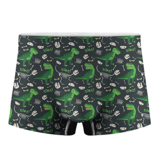 T-Rex And Dino Fossil Pattern Print Men's Boxer Briefs
