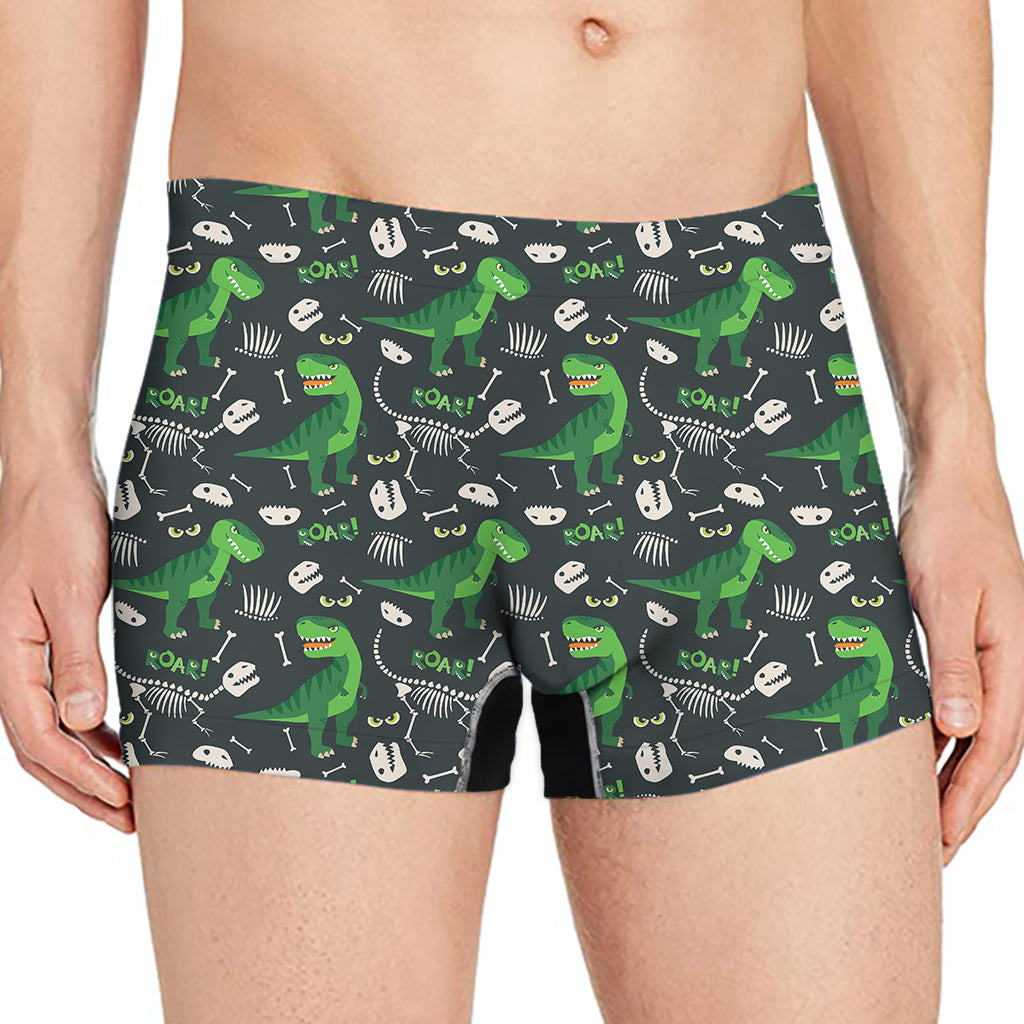 T-Rex And Dino Fossil Pattern Print Men's Boxer Briefs