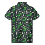 T-Rex And Dino Fossil Pattern Print Men's Short Sleeve Shirt
