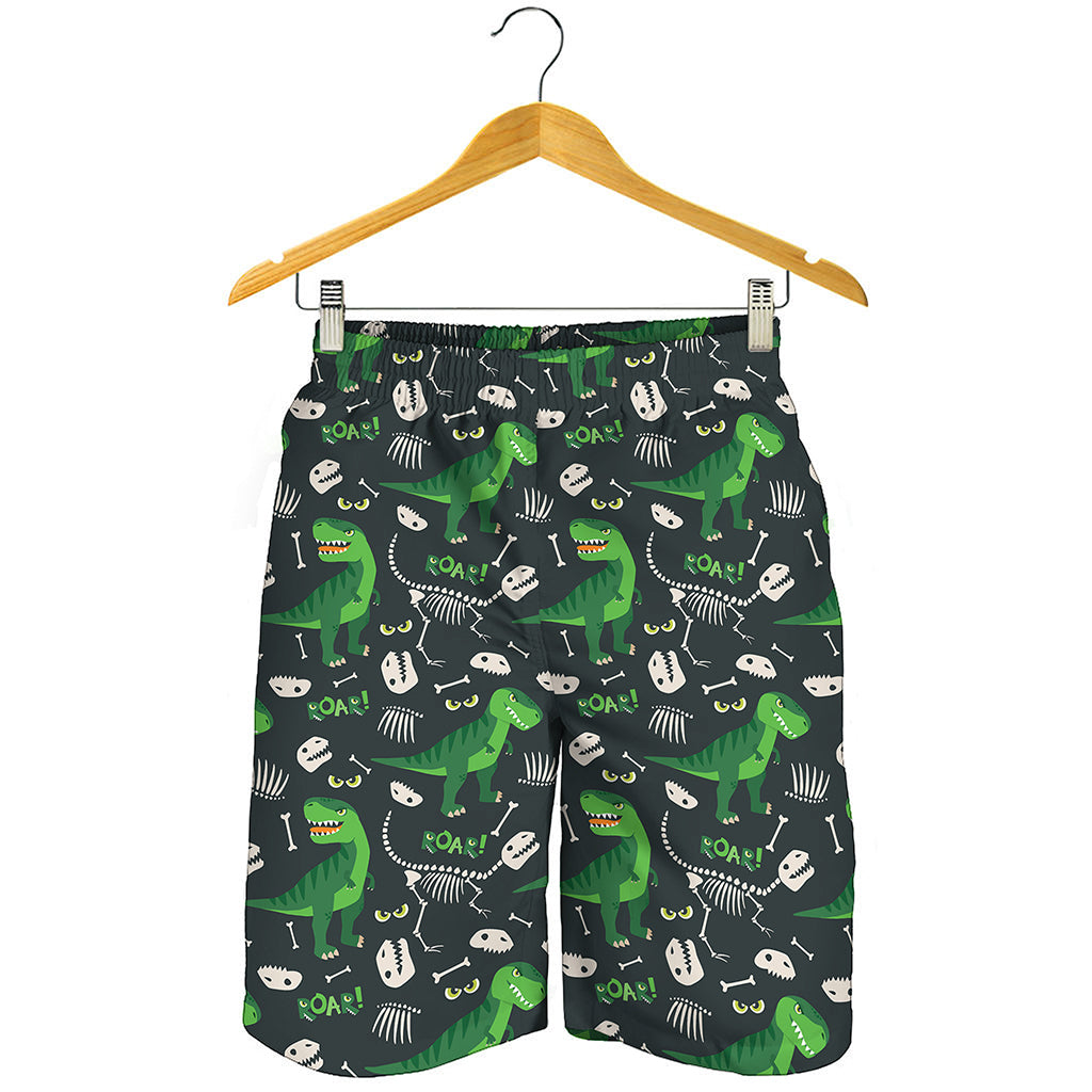 T-Rex And Dino Fossil Pattern Print Men's Shorts