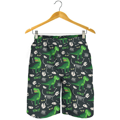 T-Rex And Dino Fossil Pattern Print Men's Shorts