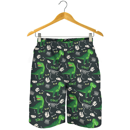 T-Rex And Dino Fossil Pattern Print Men's Shorts