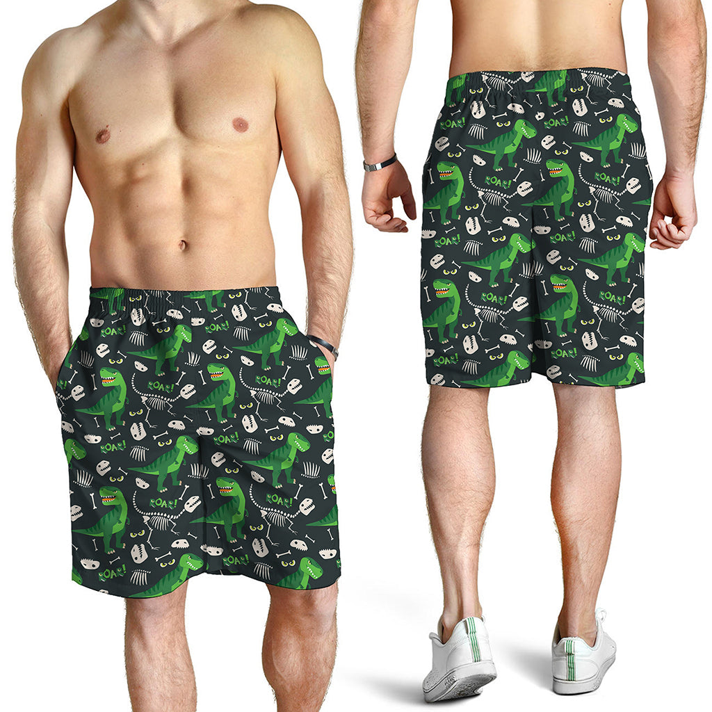 T-Rex And Dino Fossil Pattern Print Men's Shorts
