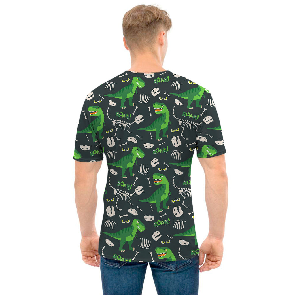 T-Rex And Dino Fossil Pattern Print Men's T-Shirt