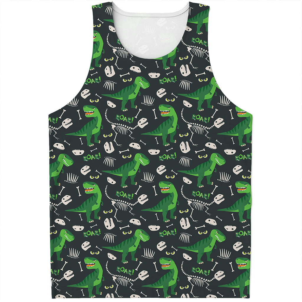 T-Rex And Dino Fossil Pattern Print Men's Tank Top